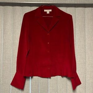 Deep dark red blouse Petite Sophisticate size 4 100% silk